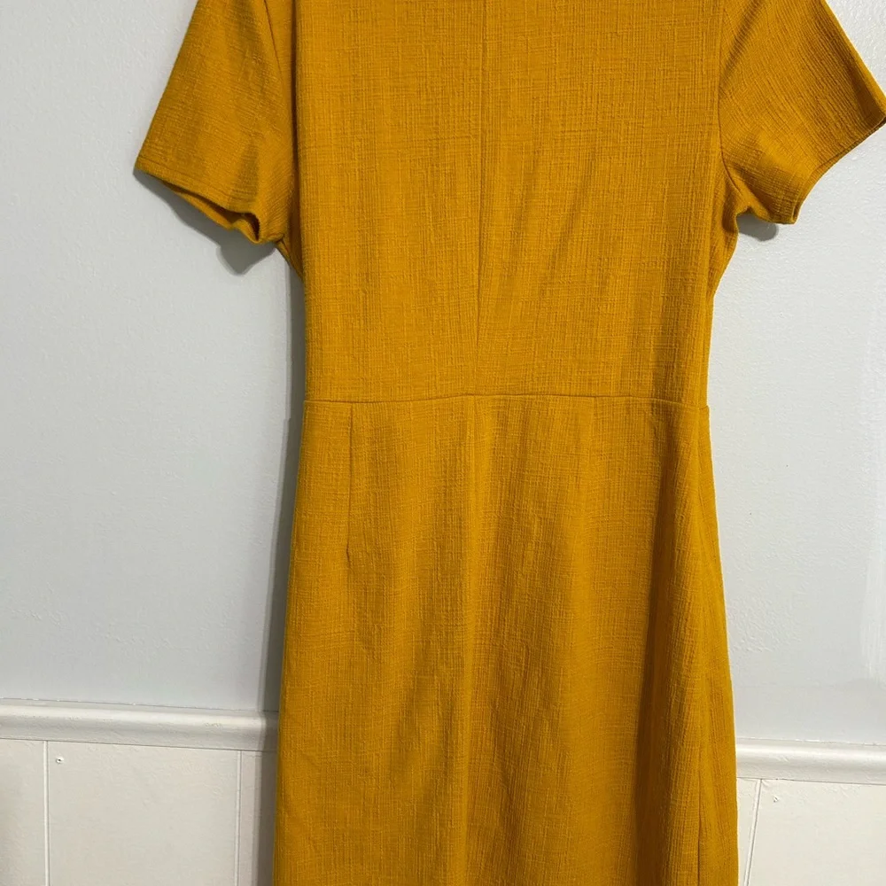 J. Crew Yellow Gold Wrap Midi Dress V-Neck Short Sleeve - Picture 4 of 9